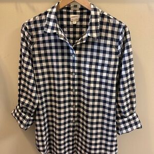 J.Crew Navy and White Gingham Button-Up Shirt